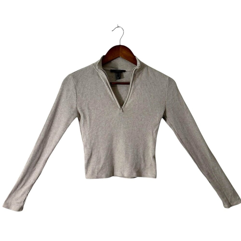 Forever 21 Women's Ribbed Half Zip Pullover Sweater